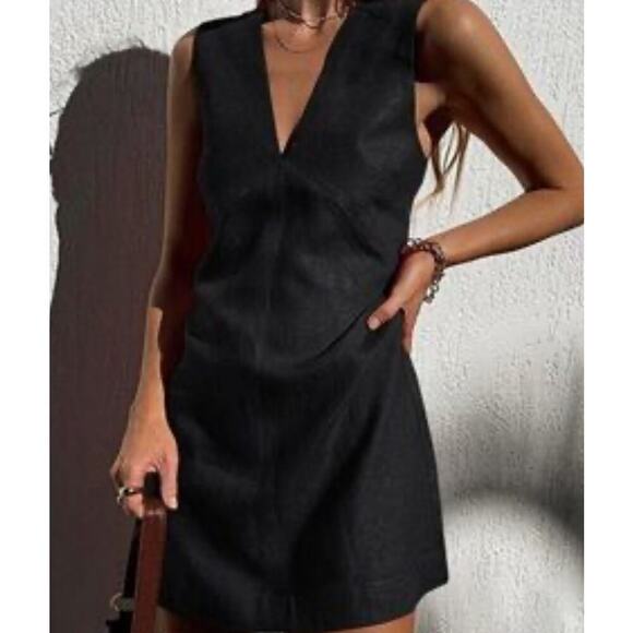Posse V Neck Lightweight 100% Linen Mini Dress size Small - Picture 7 of 7